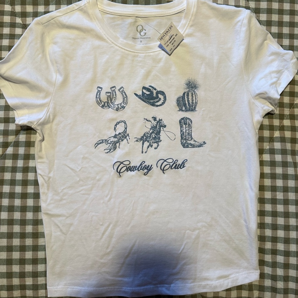 Cowboy Club White Graphic Tee